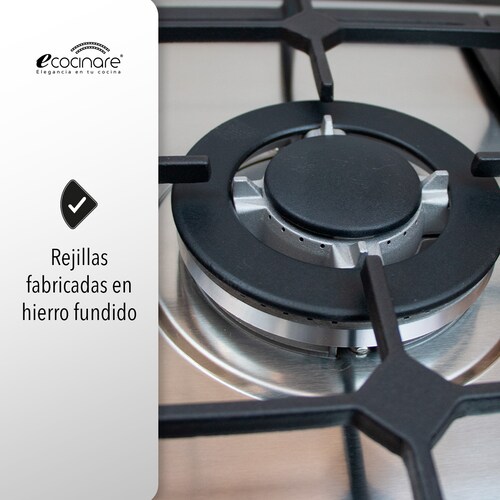 Estufa Parrilla De Gas Lp / Gas Natural - Empotrable - 4 Quemadores - Acero Inoxidable 