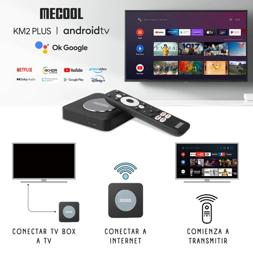 Caja de TV Android 10.0, MECOOL KM2 Smart TV Box Netflix