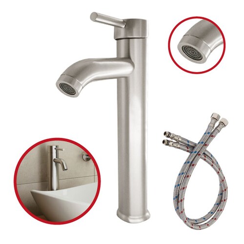 Llave Monomando Alta Lavabo Acero Inox EJEX