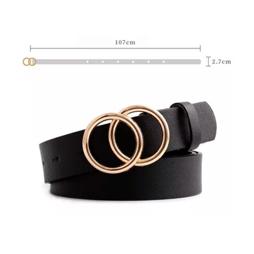 Cinturón Elegante Para Mujer,dos Círculos,moda Joven Casual
