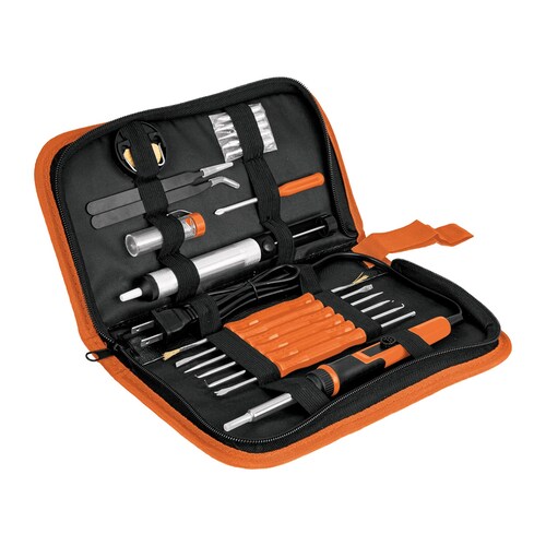 Kit para soldar con Cautín de 25w para electrónica incluye 17 accesorios con Estuche Truper  