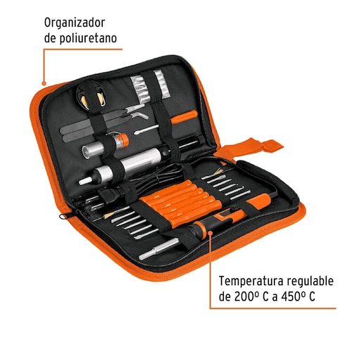 Kit para soldar con Cautín de 25w para electrónica incluye 17 accesorios con Estuche Truper  