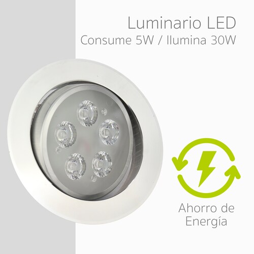 Lampara Foco Led Empotrable Plafón Ajustable Luz Blanca 5w