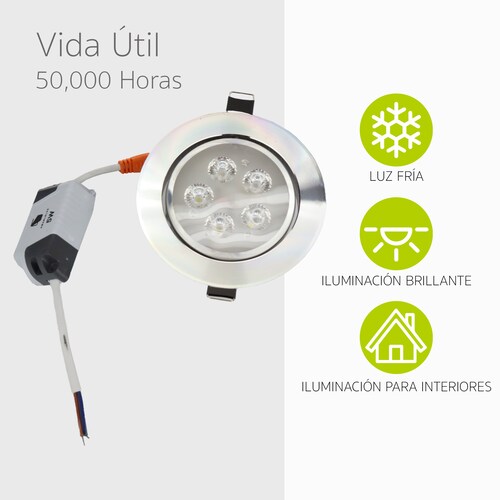 Lampara Foco Led Empotrable Plafón Ajustable Luz Blanca 5w