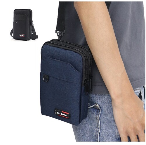Bolsa Mochila riñonera seguridad porta cel contra agua cinturón hombro negro moto deporte cartera