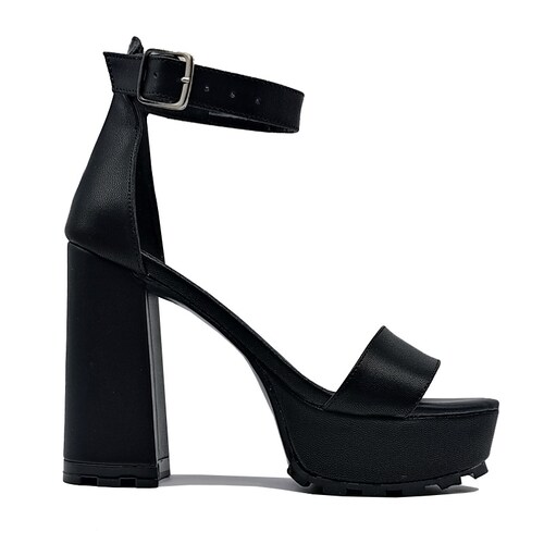 Tacones Zapatillas EVAG 1010  Negro Total Chunky Altas Cómodas Mujer Fiesta Plataforma.