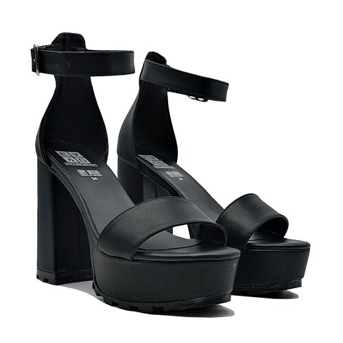 Tacones Zapatillas EVAG 1010  Negro Total Chunky Altas Cómodas Mujer Fiesta Plataforma.