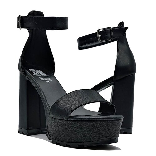 Tacones Zapatillas EVAG 1010  Negro Total Chunky Altas Cómodas Mujer Fiesta Plataforma.