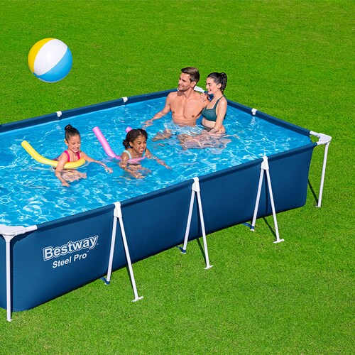 Alberca Rectangular Estructural Grande Bestway 400 Cm Azul.