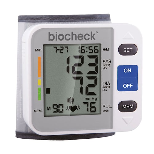 Medidor Arterial Biocheck Digital, Muñeca, Azul Baumanometro.