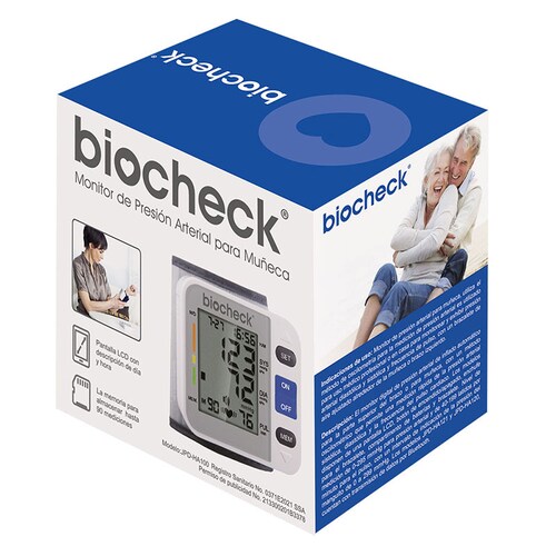 Medidor Arterial Biocheck Digital, Muñeca, Azul Baumanometro.