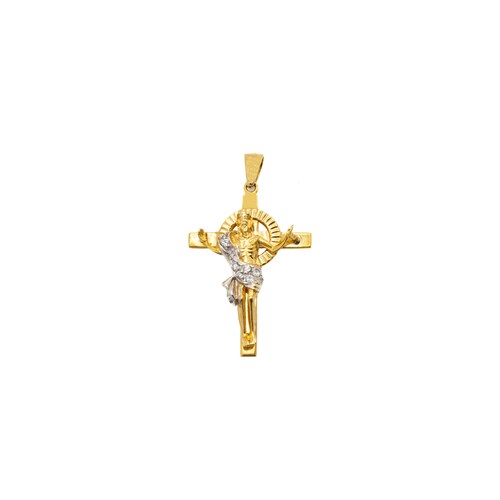 Cruz con Cristo y Circonias 2 Oros en Oro 10 Kilates.