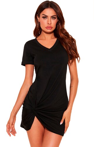 Vestido Casual Corto Sexy Abertura Pierna Drapeado Cómodo