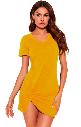 Vestido Casual Corto Sexy Abertura Pierna Drapeado Cómodo