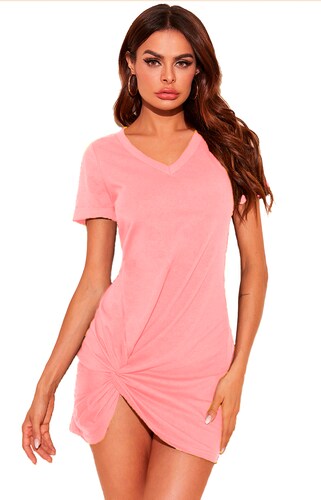 Vestido Casual Corto Sexy Abertura Pierna Drapeado Cómodo