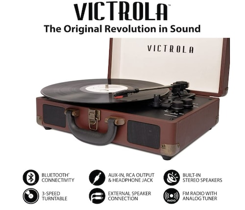 Tocadiscos Vintage Victrola Portatil Bluetooth