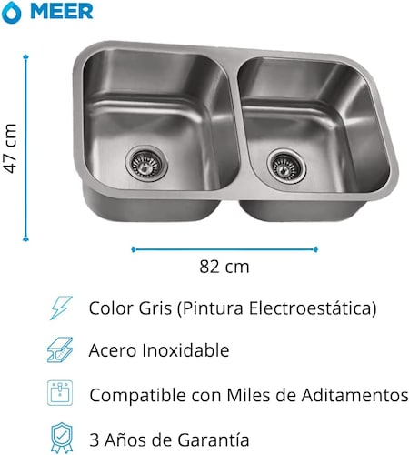 Tarja Doble de Submontar Negra, Incluye Mezcladora y 2 Contra Canasta	