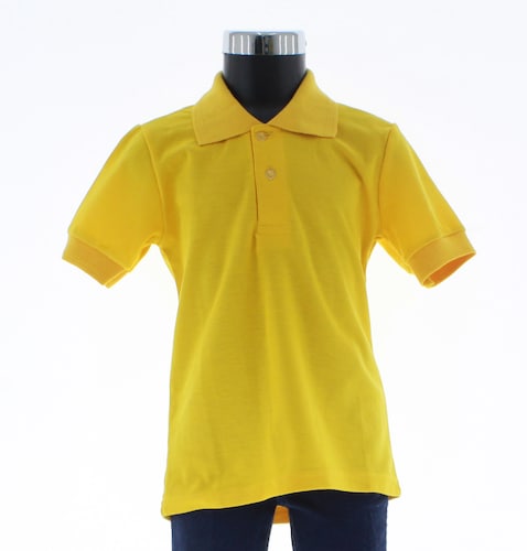 Playera Polo Para Niño De Algodon Color Amarillo 3346 2 a 18 Años.