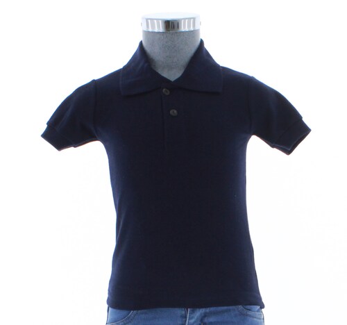 Playera Polo Para Niño De Algodon Azul Marino 3348 2 a 18 Años.