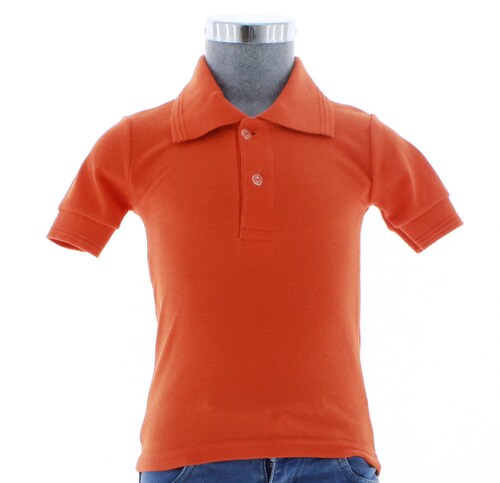 Playera Polo Para Niño De Algodon Naranja 3350 2 a 18 Años.