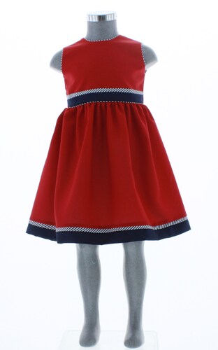 Vestido Niña Color Rojo Liso 3356 2 a 10 años 