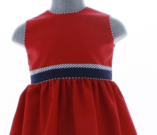 Vestido Niña Color Rojo Liso 3356 2 a 10 años 