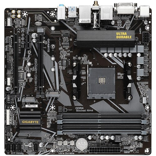 Tarjeta Madre GIGABYTE B550M DS3H AC 4xDDR4 2xPCI-E WiFi BT Socket AM4.
