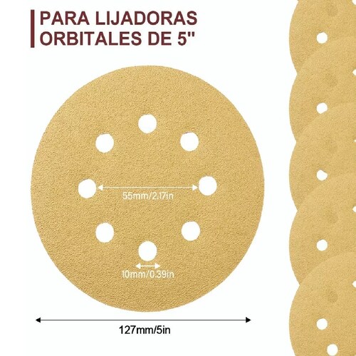 Set 200 Piezas Discos De Lija Perforados De 5 Pulgadas