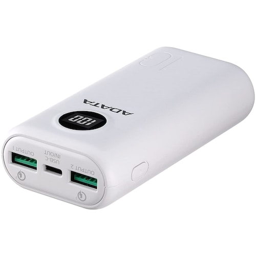 Bateria Adata P10000QCD 10000mAh Blanco USB Power Bank Cargador Portatil AP10000QCD-DGT-CWH.