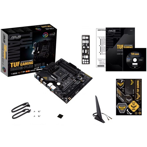 Tarjeta Madre ASUS TUF GAMING B550M-PLUS WIFI II AURA 4xDDR4 2xPCI-E USB3 Socket AM4.