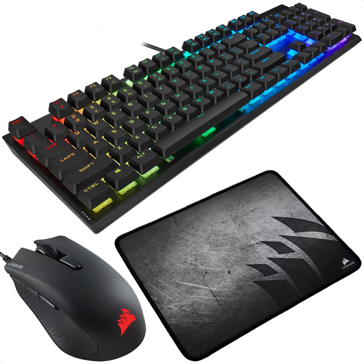 CORSAIR PRO Gaming Bundle: K60 RGB PRO Tastatur, M55 RGB PRO Maus & MM300 Mauspad – Komplettset