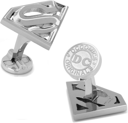 Mancuernillas Superman 3D Logotipo Plateadas en Caja de Regalo Puentes Denver