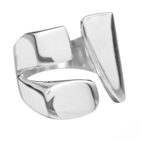 Anillo ajustable diseño Figuras Asimétricas de plata ley .925 certificada