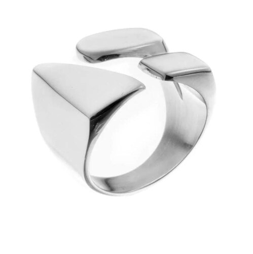 Anillo ajustable diseño Figuras Asimétricas de plata ley .925 certificada