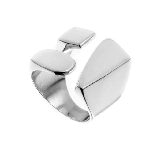 Anillo ajustable diseño Figuras Asimétricas de plata ley .925 certificada