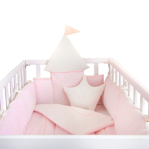 Juego de edredon para cuna Cary bebe Princesa 70X130 cm, Palo de Rosa/Hueso