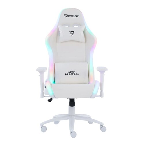 Silla Ocelot Gaming ORGB White Thundra, RGB, Reclinable con Reposabrazos 4D, Blanco