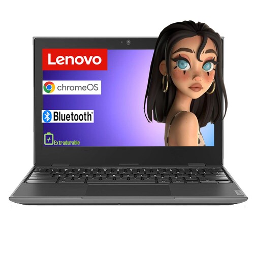 Lenovo Chromebook 100e Segunda Generacion Ram 4GB Disco EMMC 32GB Pantalla 11.6 Pulgadas Procesador mediatek MT8173C - Negro