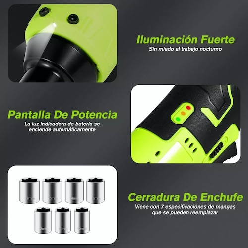Pistolas Impacto Llave De Eléctrica Y 2 Baterías Inalambrica
