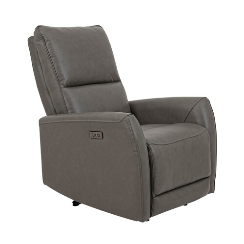 Sillón Reclinable Eléctrico Modelo Jermell de Piel color Gris