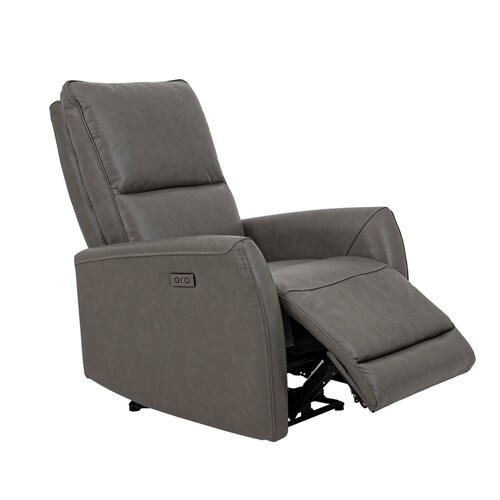 Sillón Reclinable Eléctrico Modelo Jermell de Piel color Gris