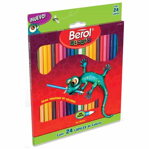 Lápices de Colores Caja con 24 Piezas Largos Redondos Berol