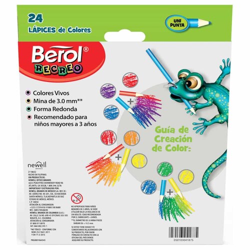 Lápices de Colores Caja con 24 Piezas Largos Redondos Berol
