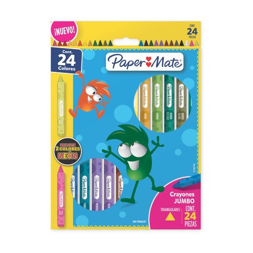 Crayones Paper Mate Jumbo Triangulares 24 pzas