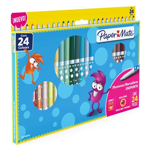 Plumones Marcadores Paper Mate 24 pzas Unipunta Cónica