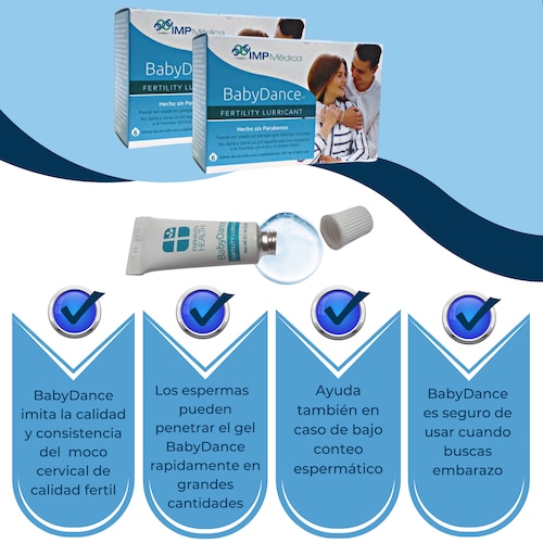 BabyDance Lubricante de Fertilidad. Único gel vaginal, SIN PARABENOS que estimula la fertilidad de ambos cuando buscan embarazo.