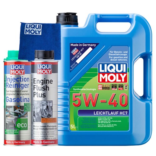 Kit de afinación Aceite Sintético 5w40 Liqui Moly, Leichtlauf HC7 5L + Microfibra de Regalo