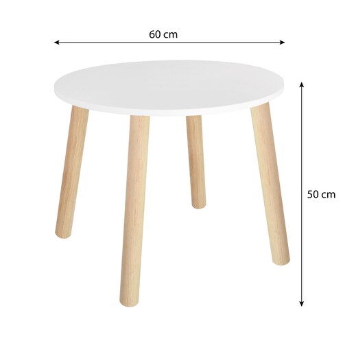 Mesa Infantil Circular Melamina Blanca Para Niños Y Niñas