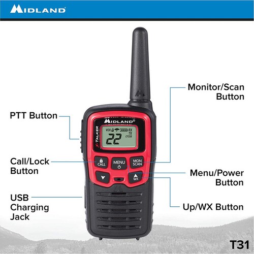 Radios 2 Vias Paq C/3 Midland T31x3vp Hasta 41km (26millas).