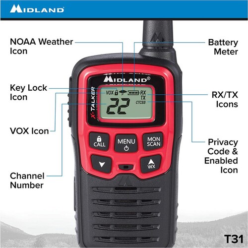 Radios 2 Vias Paq C/3 Midland T31x3vp Hasta 41km (26millas).